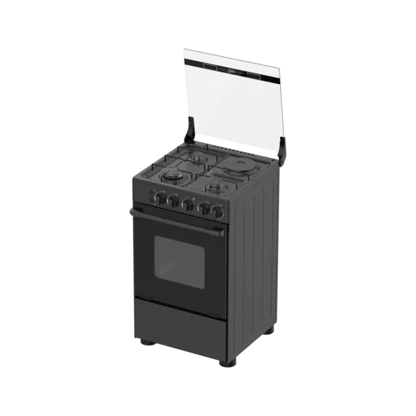 Gas Cooker With Black Body, Glass Lid And Black Cooktop - 5055-3G007-B