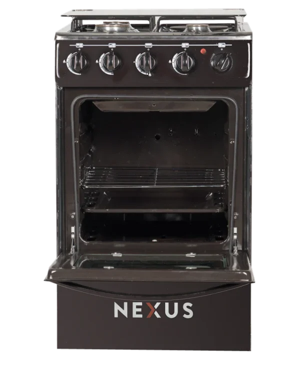 Nexus 3 Gas Burner + 1 Electric Hotplate Standing Cooker Black Ignition GCCR-NX-5055B