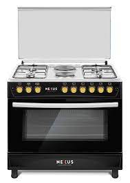 Nexus 4 Gas Burner + 2 Electric Hotplate Standing Cooker- Matt Black NX-9001