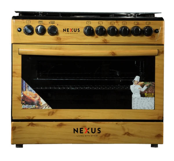 Nexus 4 Gas Burner + 2 Electric Hotplate Standing Cooker -Wood Finish NX-9003