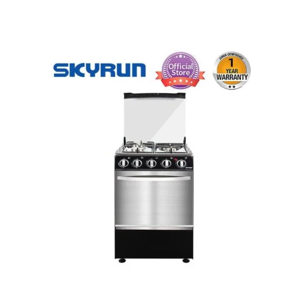 Skyrun 3 Gas Burner + 1 Electric Hotplate Standing Cooker GCS-3G1E/X Black