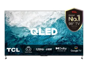 TCL 98 Inch QLED 4K Smart Tv Ultra HD, Google TV, 120Hz Game Accelerator, ONKYO Dolby Atmos and DTS with 3D sound 98C735